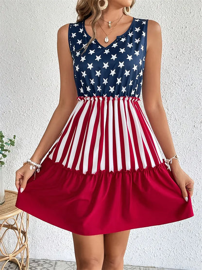 USA 250th American flag sleeveless dress - BundleWear