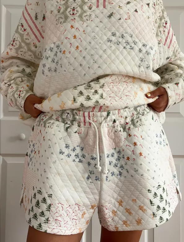 🎅Christmas Bestseller! ❄️🧣Christmas Holiday Quilted Mockneck Sweatshirt Set