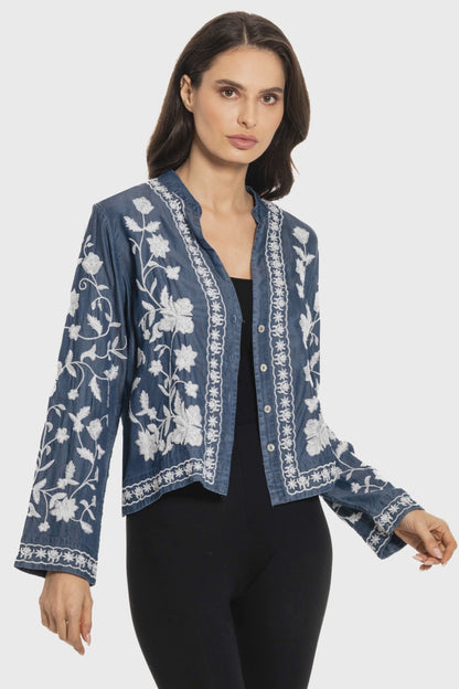 Petals and Sky Embroidered Cropped Tunic - MATCHING MASTER