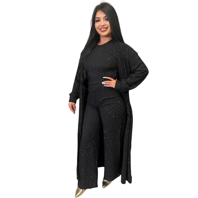 Heavenly Comfort Collection - 3 Piece Set Tank Top Pants & Cardigan Casual Outfit for Women Comfortable Stylish Clothes