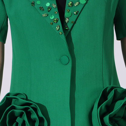 BundleWear™ Rosette Couture Suit | 3D Floral Patchwork & Rhinestone Wide-Leg Ensemble