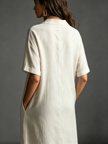 Black Button-Front Bohemian Shirt Maxi Dress - BundleWear