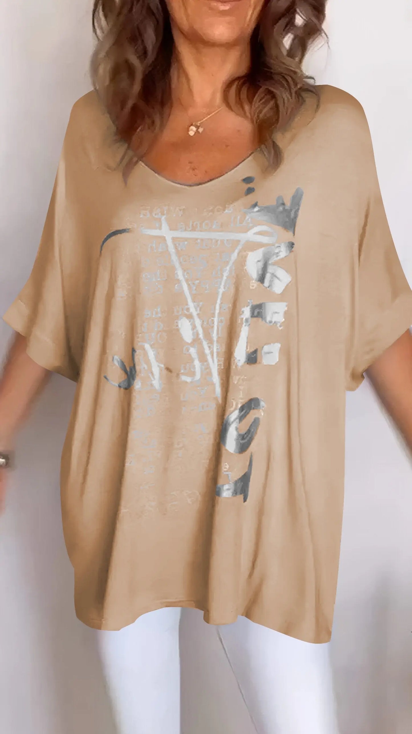 BundleWear Elegant Summer Floral V-Neck Top - Breathable Cotton-Blend Mid-Sleeve Casual Tee (S-5XL)