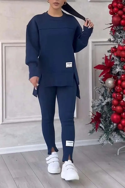 Ladies' Irregular Print Sweatshirt and Leggings Set - MATCHING MASTER