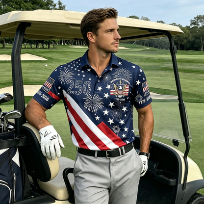 USA 250th Men's short-sleeved polo shirt ZM7037 - BundleWear