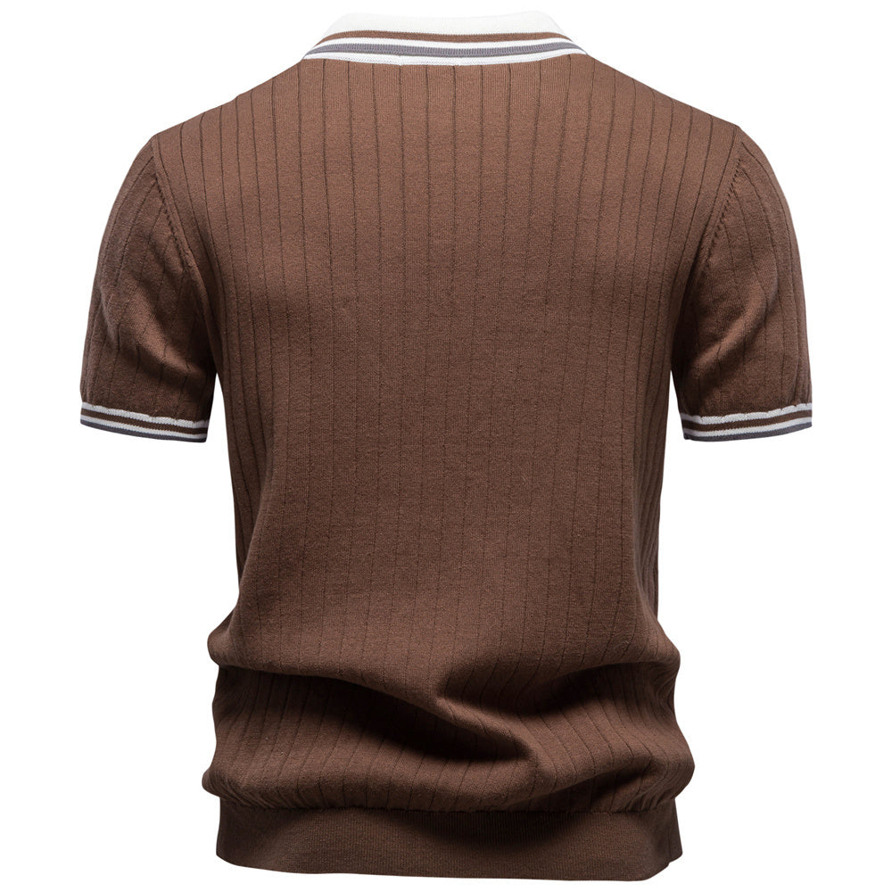 AIOPESON Knitted Short Sleeve Polo PSM8502 - BundleWear