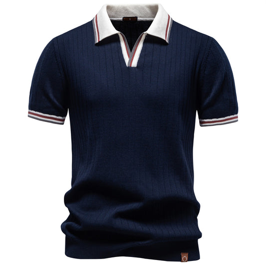 AIOPESON Knitted Short Sleeve Polo PSM8502 - BundleWear