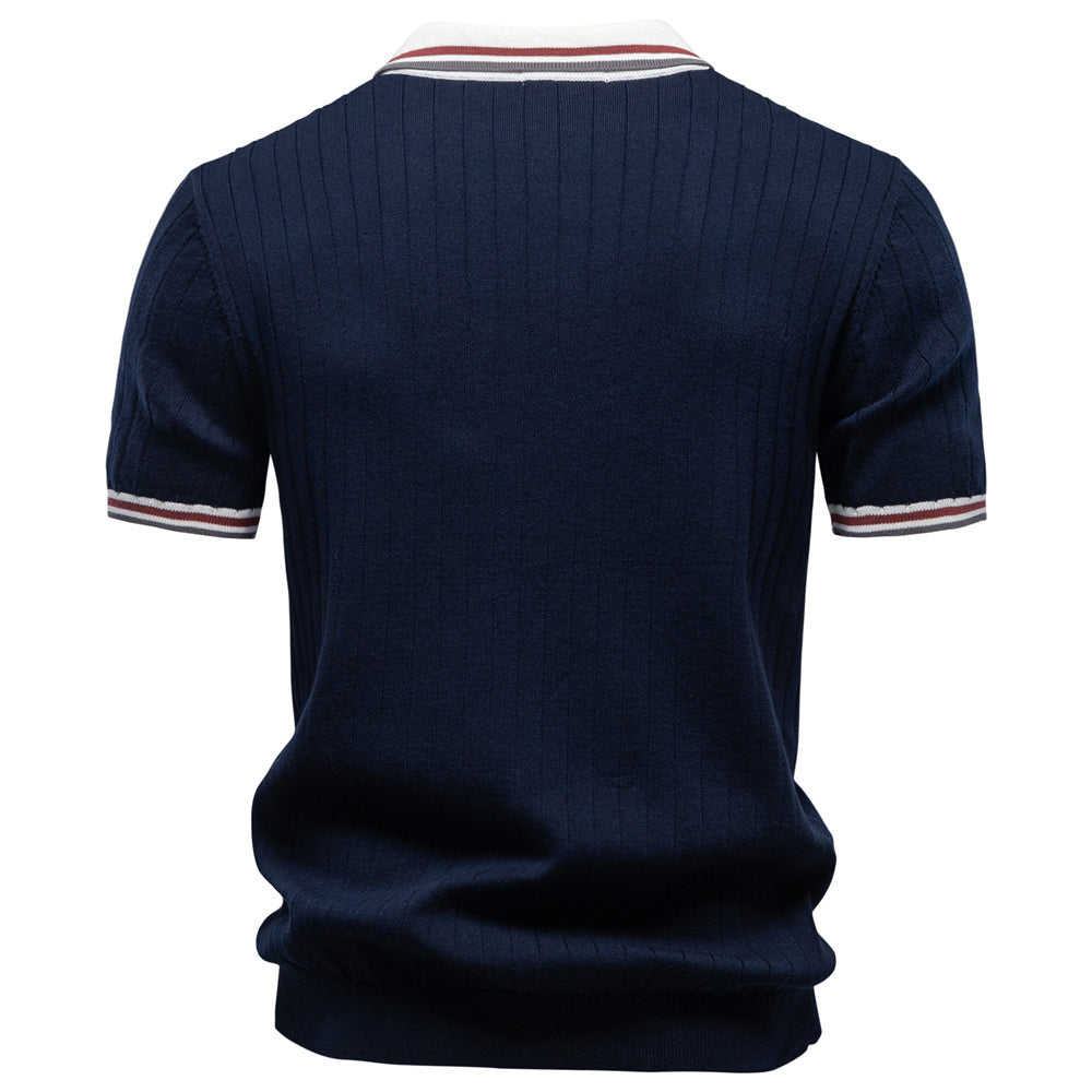 AIOPESON Knitted Short Sleeve Polo PSM8502 - BundleWear