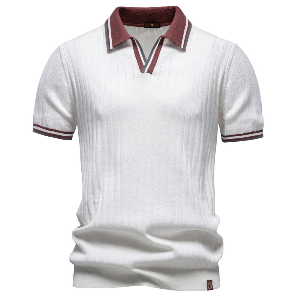 AIOPESON Knitted Short Sleeve Polo PSM8502 - BundleWear