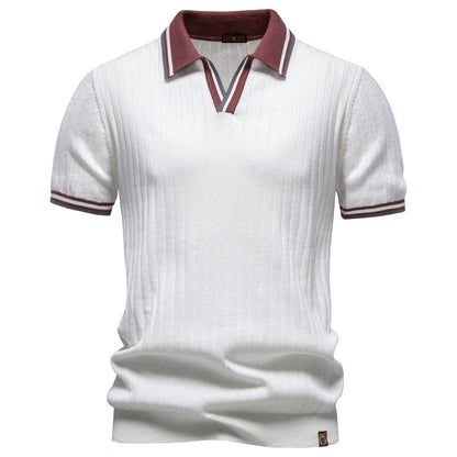 AIOPESON Knitted Short Sleeve Polo PSM8502 - BundleWear