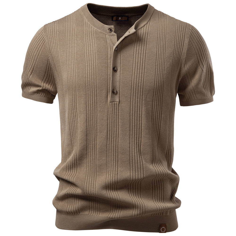 AIOPESON Knitted Short Sleeve T-Shirt PSD8068 - BundleWear