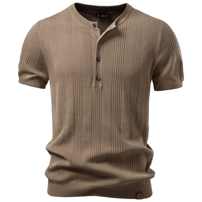 AIOPESON Knitted Short Sleeve T-Shirt PSD8068 - BundleWear