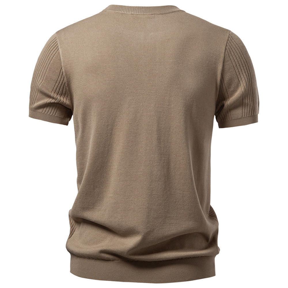 AIOPESON Knitted Short Sleeve T-Shirt PSD8068 - BundleWear
