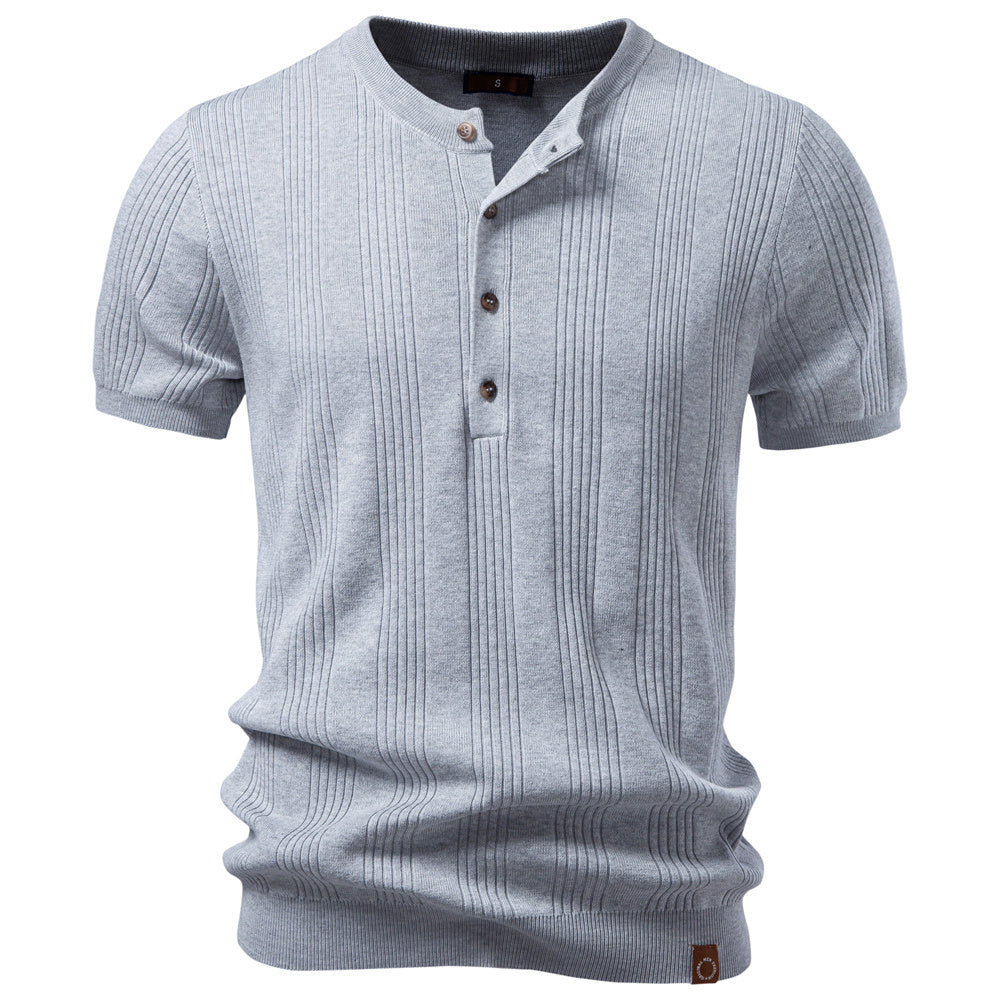 AIOPESON Knitted Short Sleeve T-Shirt PSD8068 - BundleWear