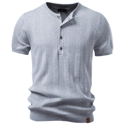 AIOPESON Knitted Short Sleeve T-Shirt PSD8068 - BundleWear