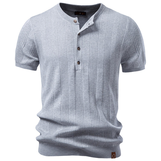 AIOPESON Knitted Short Sleeve T-Shirt PSD8068 - BundleWear