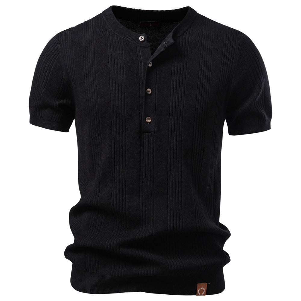 AIOPESON Knitted Short Sleeve T-Shirt PSD8068 - BundleWear