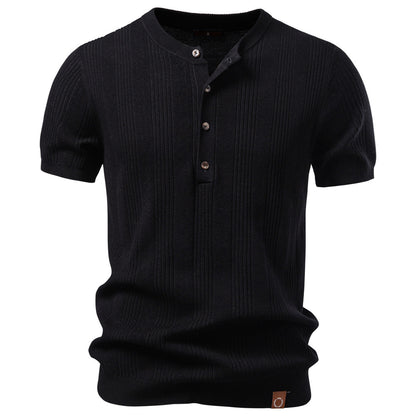 AIOPESON Knitted Short Sleeve T-Shirt PSD8068 - BundleWear