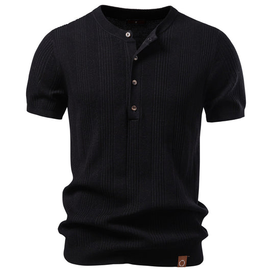 AIOPESON Knitted Short Sleeve T-Shirt PSD8068 - BundleWear