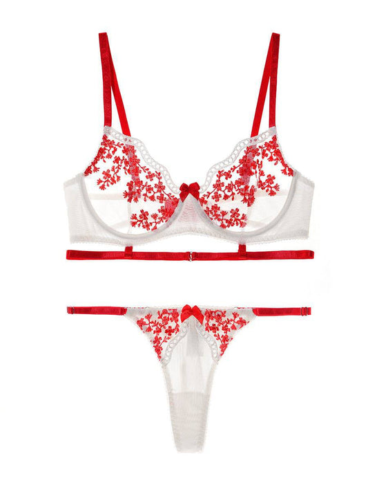 Luxurious Red Floral Lingerie Set - MATCHING MASTER