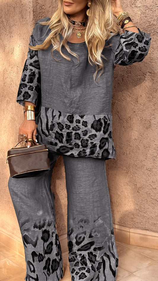 Women's Leopard Print Cotton Linen Casual Dress 🌿🐆✨