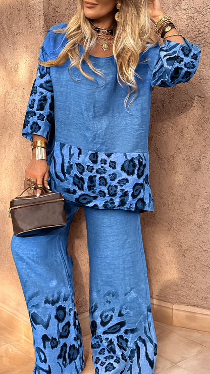 Women's Leopard Print Cotton Linen Casual Dress 🌿🐆✨