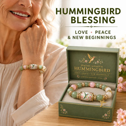 Symbolic Healing Beaded Bracelet - Hummingbird Charm for Hope & Resilience - 2026 Love & Peace Edition