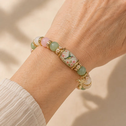 Symbolic Healing Beaded Bracelet - Hummingbird Charm for Hope & Resilience - 2026 Love & Peace Edition