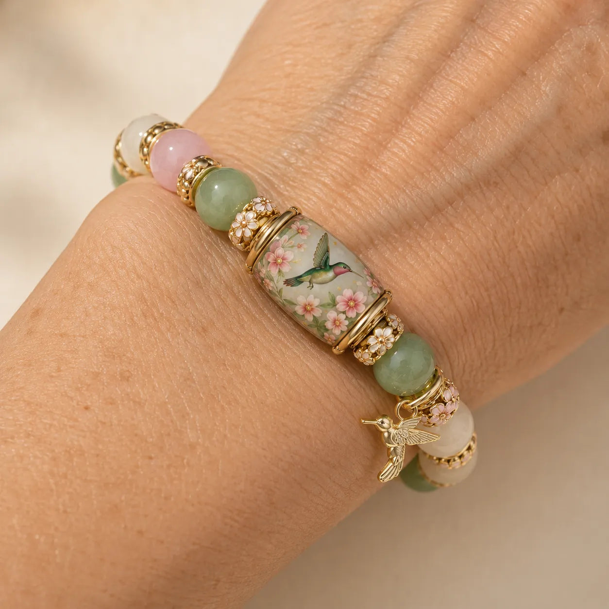 Symbolic Healing Beaded Bracelet - Hummingbird Charm for Hope & Resilience - 2026 Love & Peace Edition