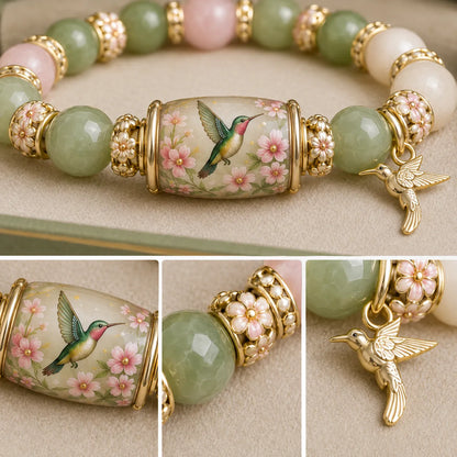 Symbolic Healing Beaded Bracelet - Hummingbird Charm for Hope & Resilience - 2026 Love & Peace Edition