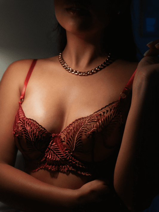 Wine Red Elegant Essence Embroidery Lingerie Set