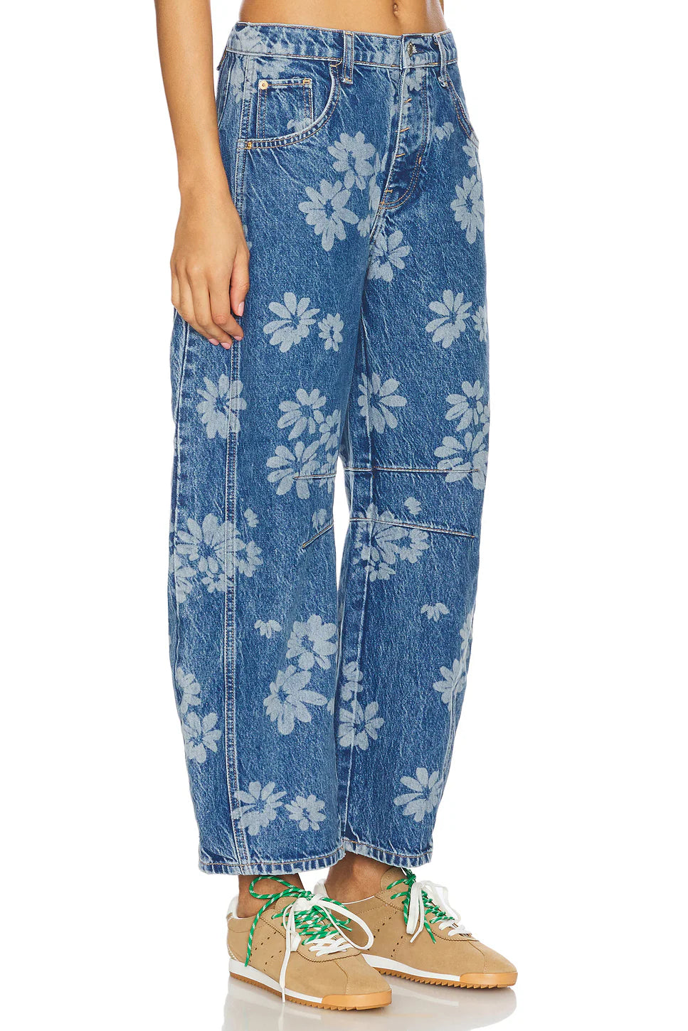 Flower Print Wide Leg Jeans