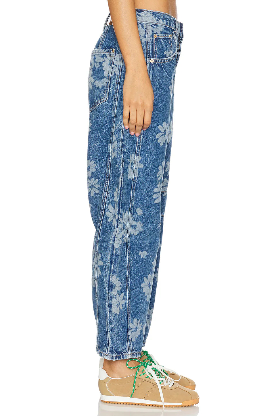 Flower Print Wide Leg Jeans