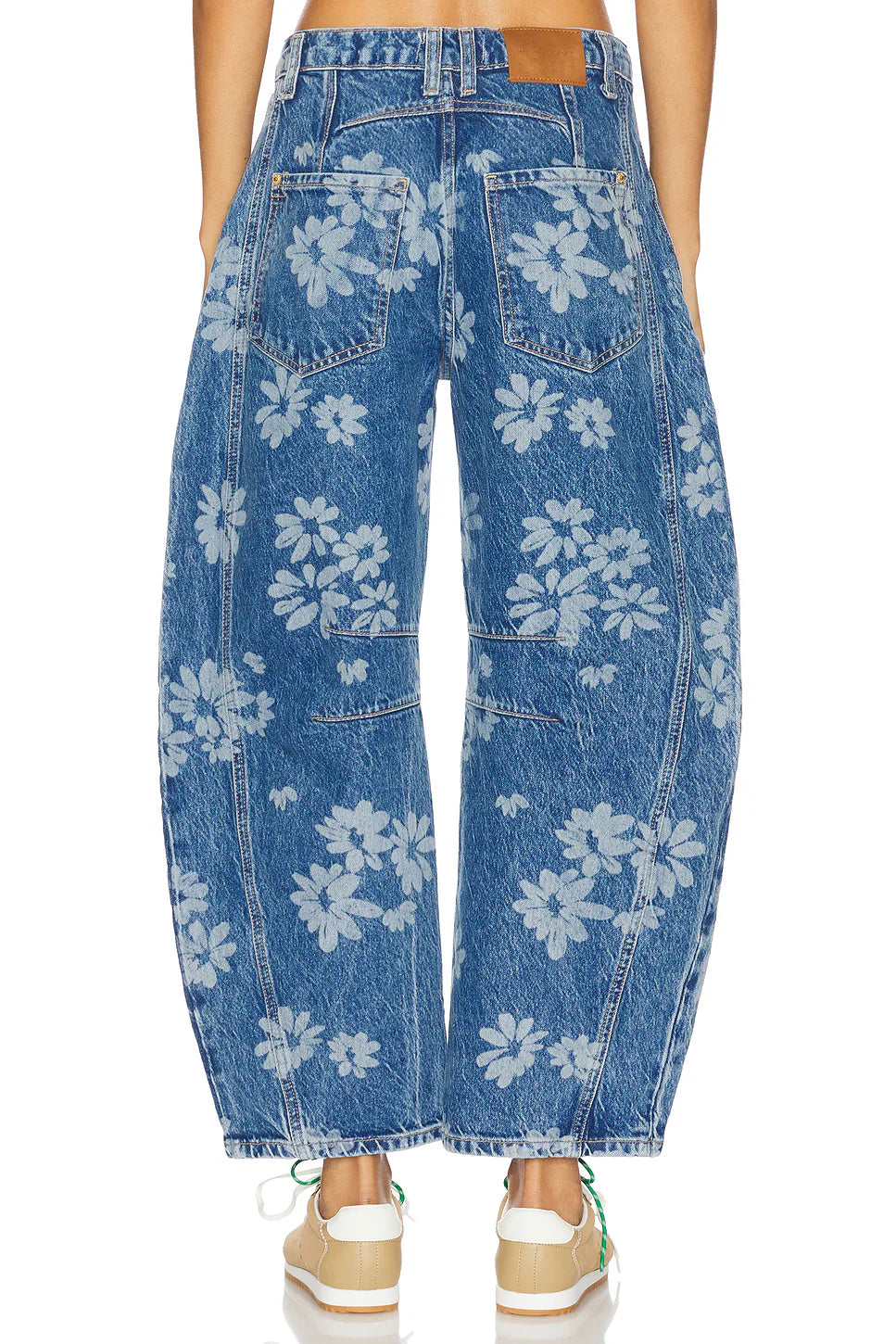 Flower Print Wide Leg Jeans