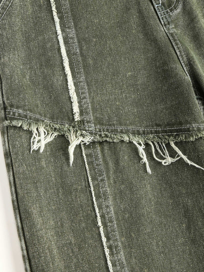 Raw edge panelled jeans