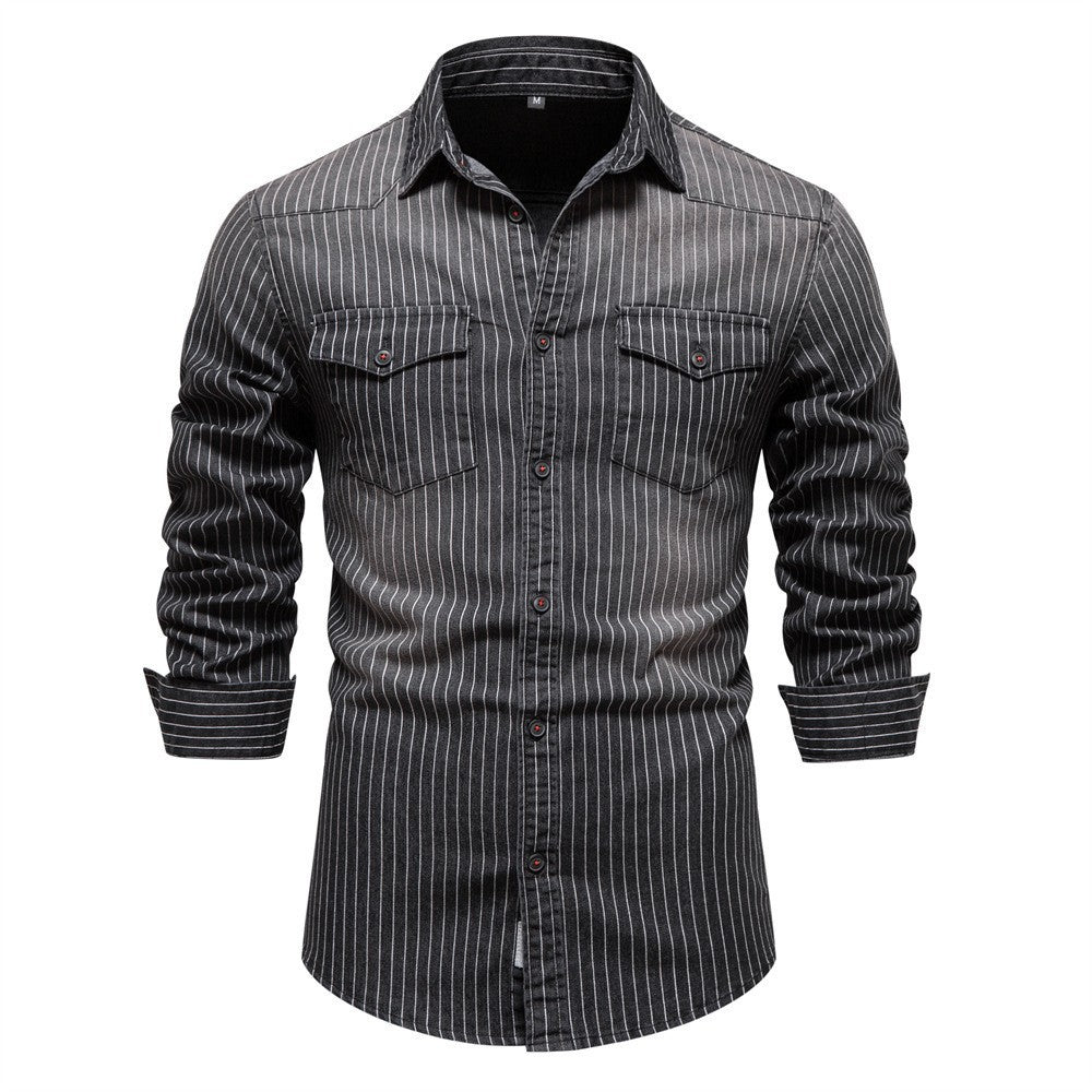 AIOPESON Denim Shirt 6015 - BundleWear