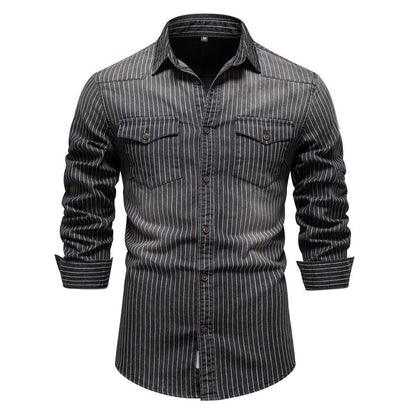 AIOPESON Denim Shirt 6015 - BundleWear