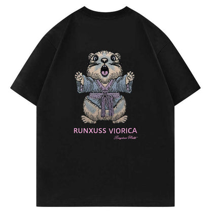 Light-sensitive color-changing embroidered marmot letter crew neck short-sleeved shirt - MATCHING MASTER