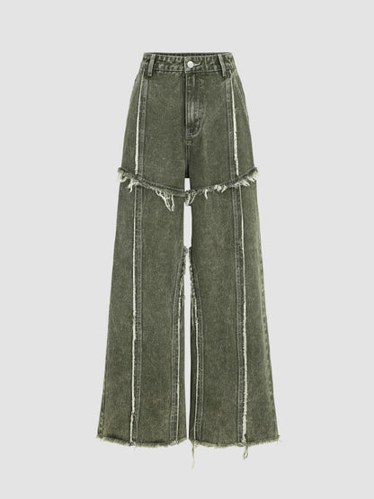 Raw edge panelled jeans