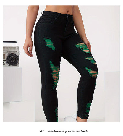 Colored ripped jeans