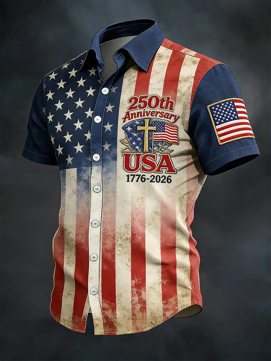 USA 250th Men's Short-Sleeve Shirt CS2615 - BundleWear