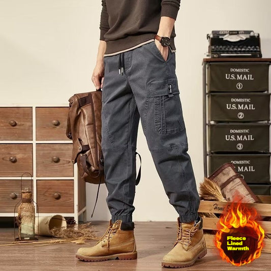Men's workwear multi-pocket trousers, trendy loose casual functional cuffed trousers
