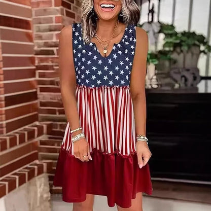 USA 250th American flag sleeveless dress - BundleWear