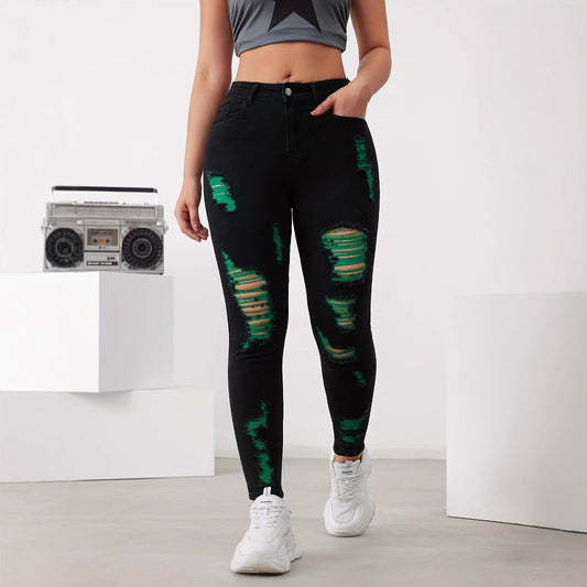 Colored ripped jeans