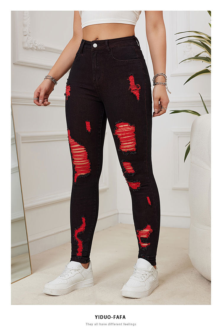 Colored ripped jeans