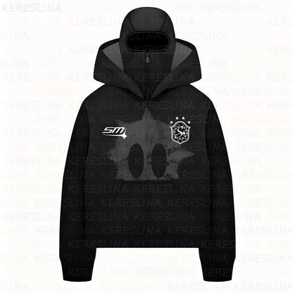 Ninja mask double hooded unique design hooded sweatshirt