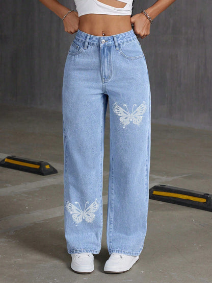 Rhinestone Butterfly Jeans