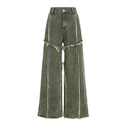 Raw edge panelled jeans
