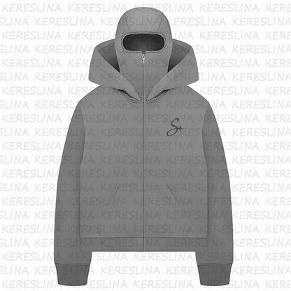 Ninja mask double hooded hooded sweatshirt with unique design