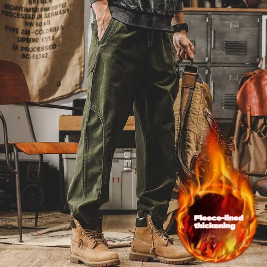 Men's workwear multi-pocket trousers, trendy loose casual functional cuffed trousers
